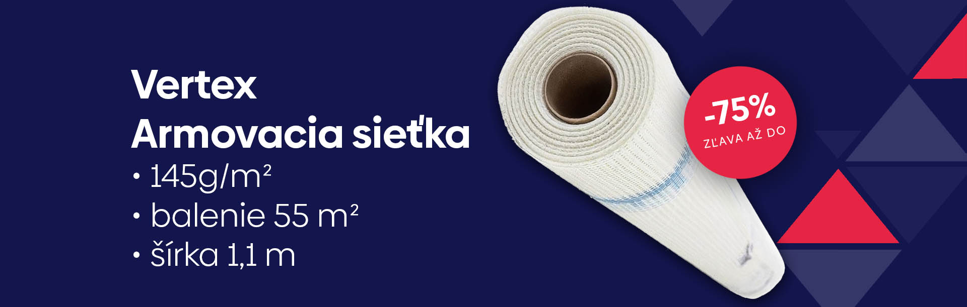 Armovacia sieťka Vertex 145g/m², šírka 1,1 m, balenie 55 m²